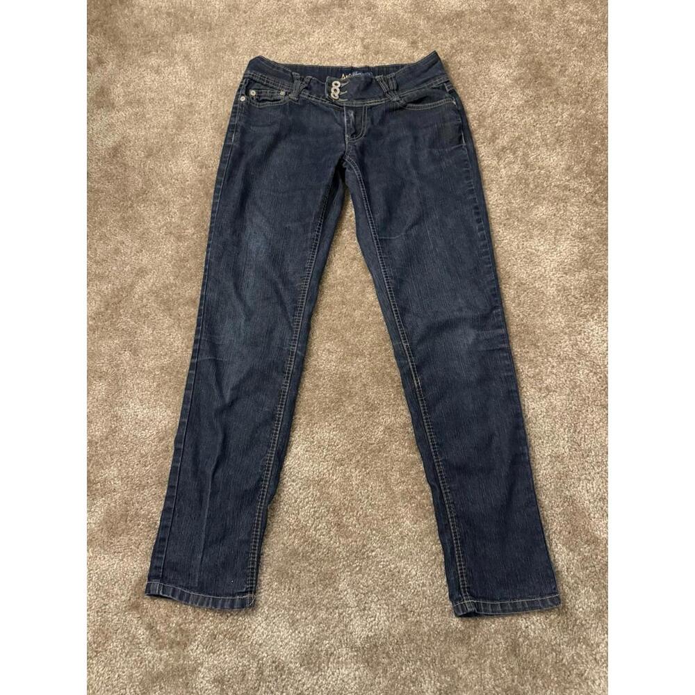 Angels Jeans Womens 7 Flare Low Rise Dark Wash Flap Pockets Stretch Y2K Denim